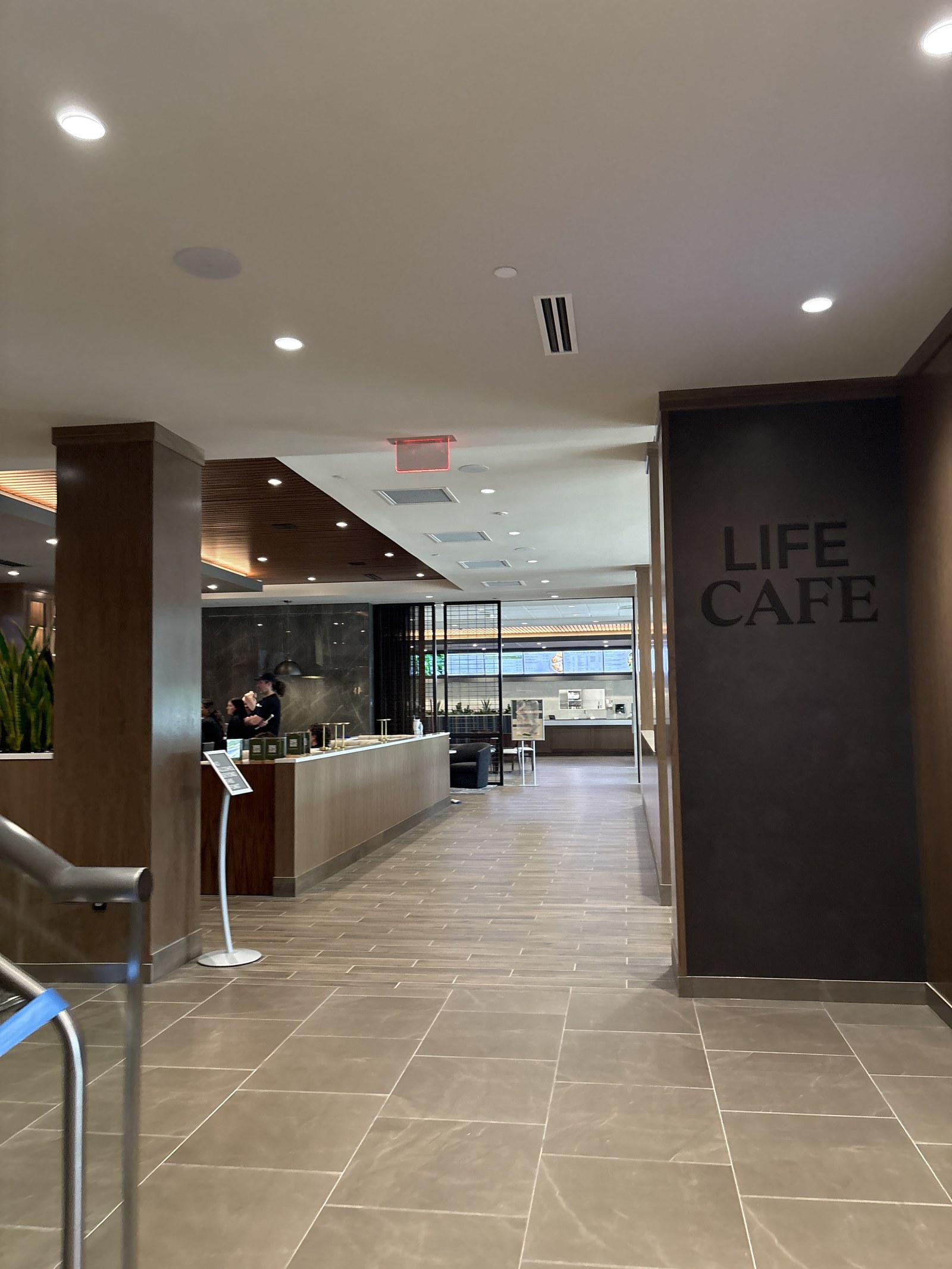 The LifeCafe entrance and counter inside Life Time Lakewood Ranch.